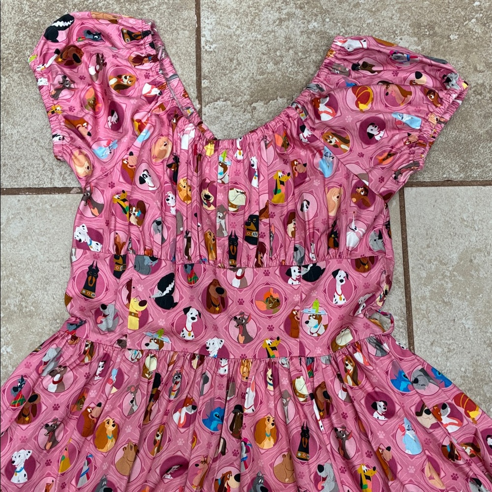 Disney Pink Midi Dress with Dogs of Disney Character Medallions - Picture 4 of 8